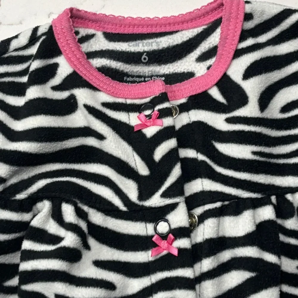 Carter's | Infant Baby Girls Footed Fleece Zebra Print Sleeper Pajamas Footie 6M